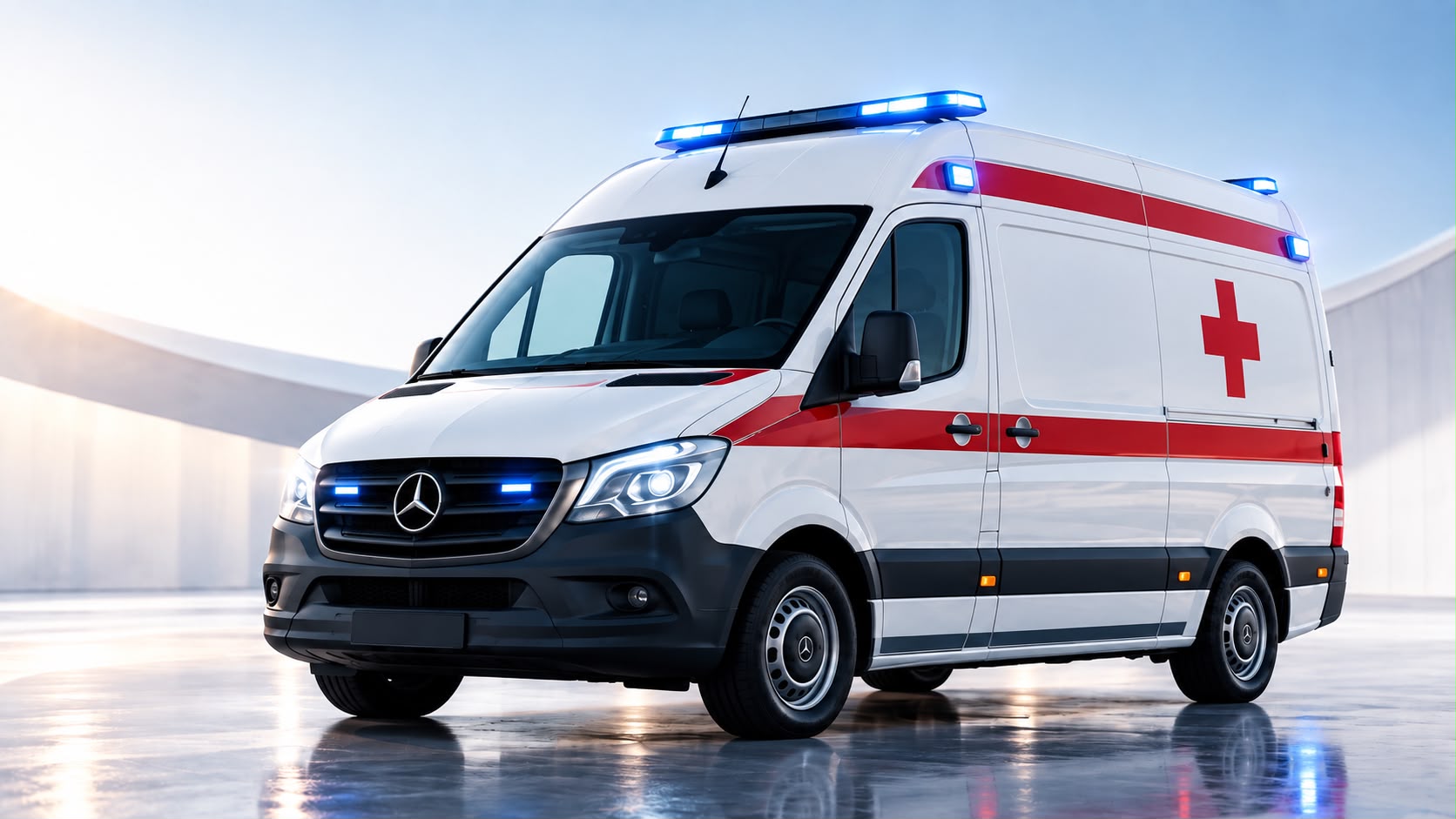 Ambulans transportu medycznego gotowy do pracy